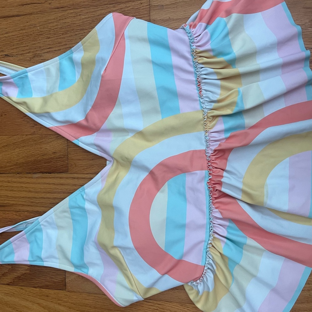 Kortni Jeane Rainbow V-Neck Swim Top